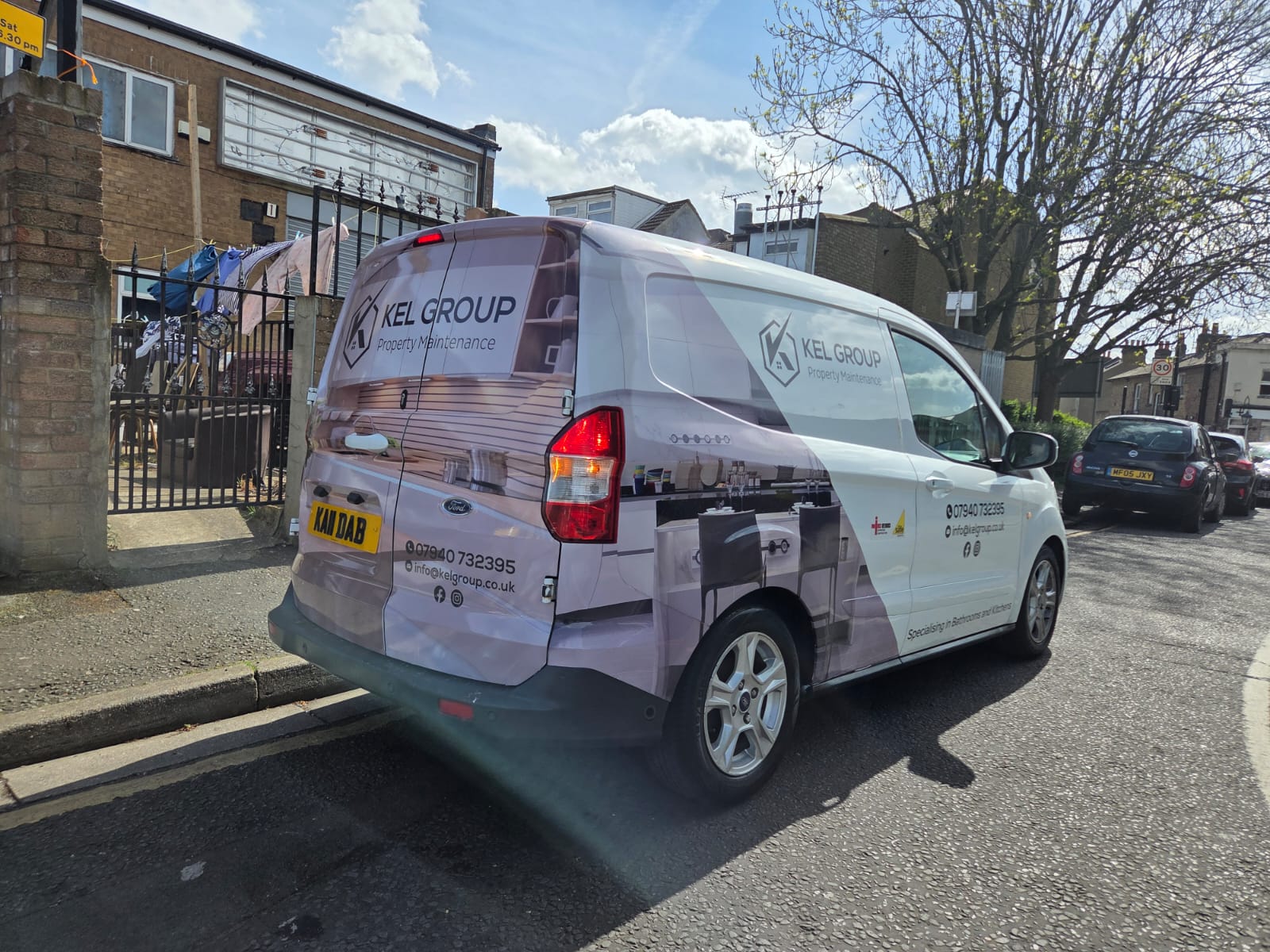 KEL Group Property Maintenance compact van with kitchen image wrap