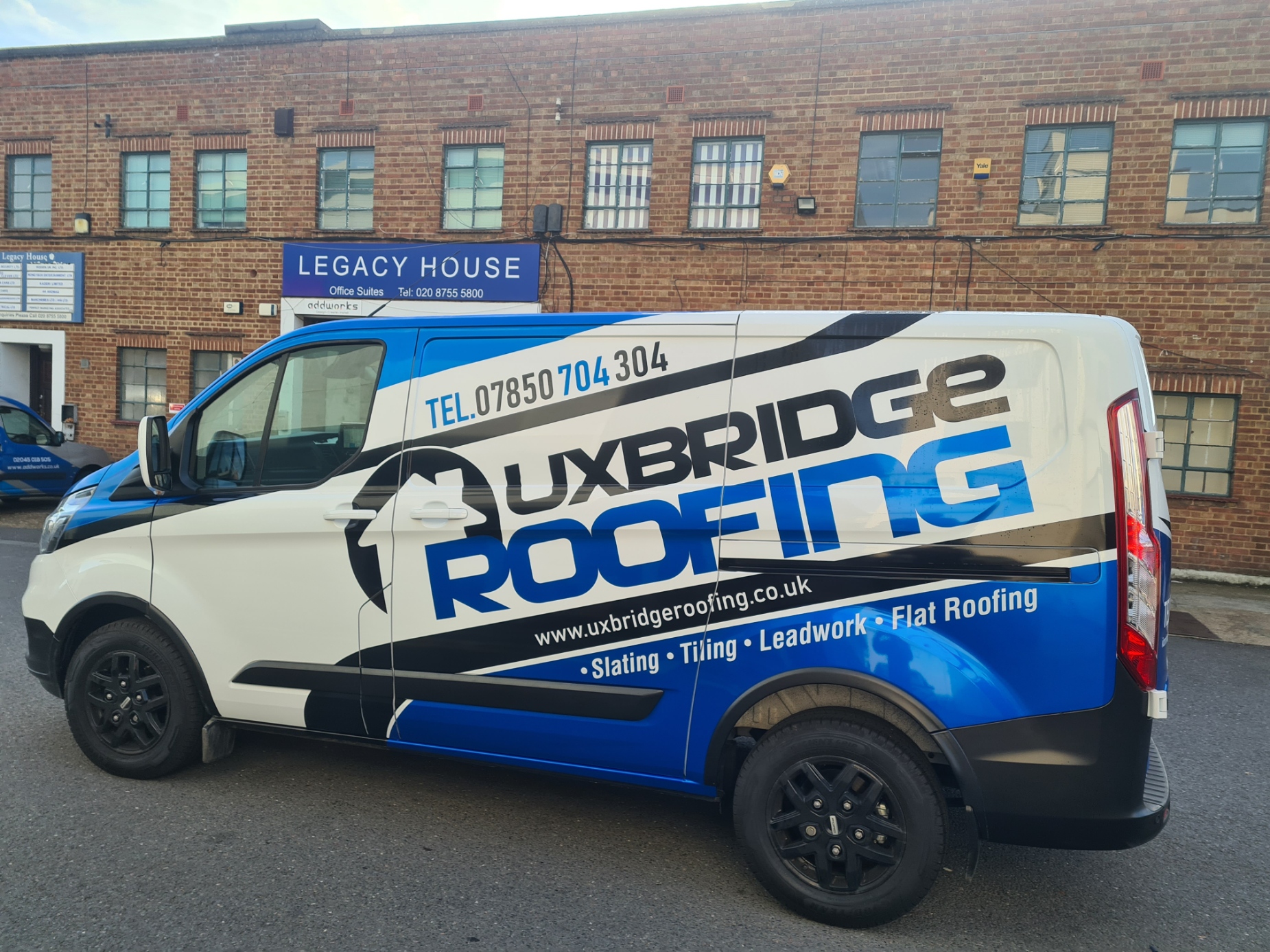 Loxbridge Roofing van graphics installed by Addworks