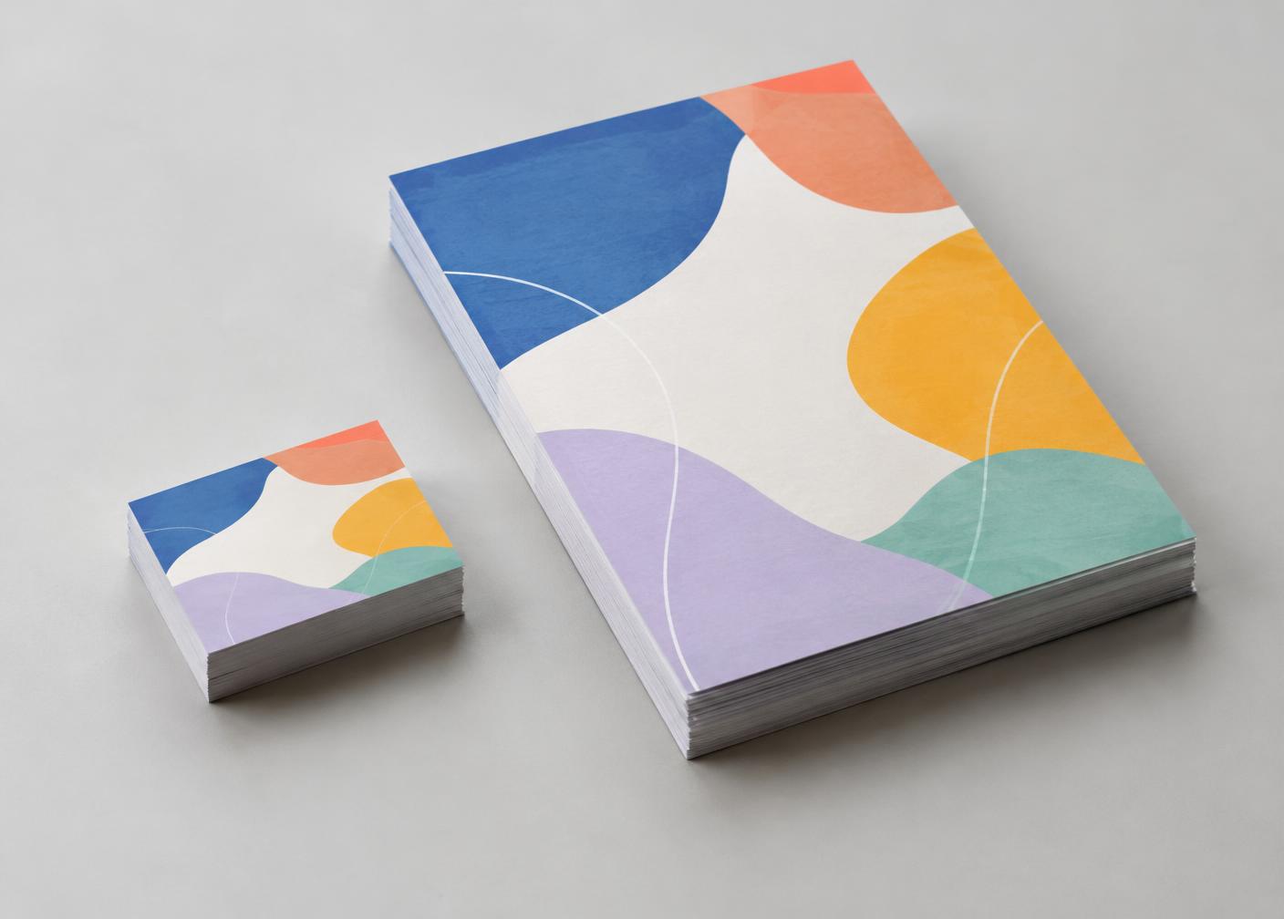 Example stack of printed business cards and flyers